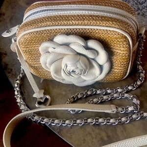 Brighton crossbody leather & raffia purse